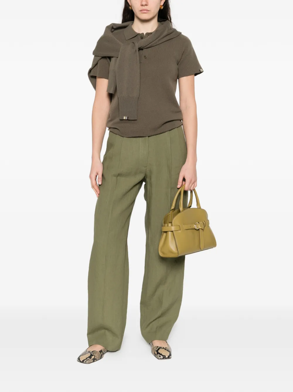extreme cashmere Poloshirt met Salamander kraag Groen