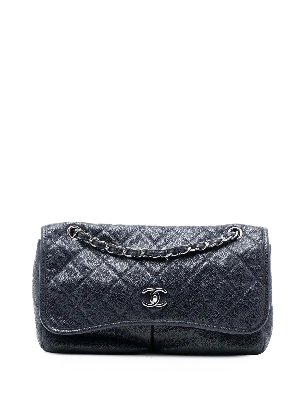 CHANEL Pre-Owned 2014-2015 Medium Quilted Caviar Natural Beauty Split Pocket Flap shoulder bag - Blu