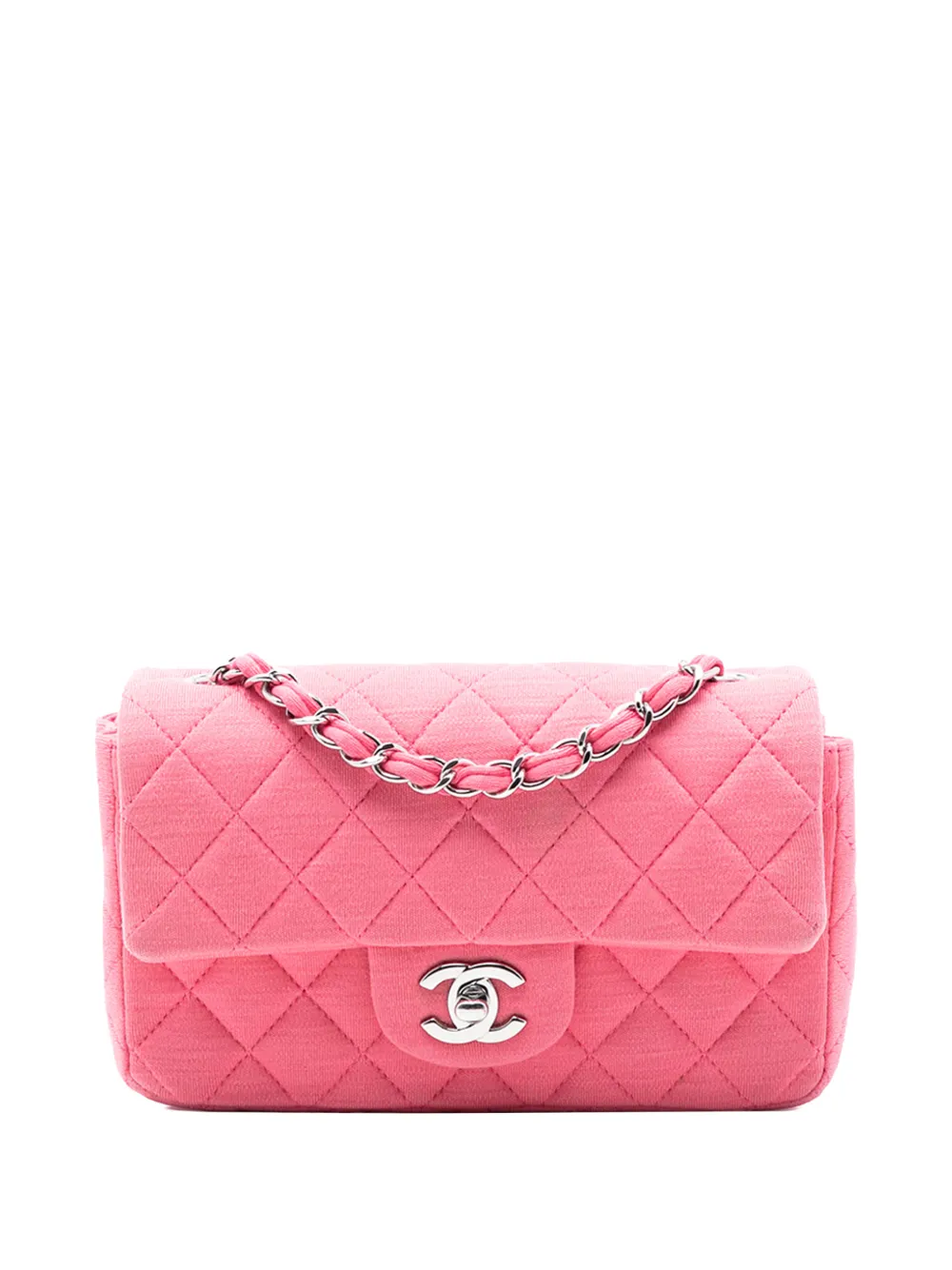 CHANEL Pre-Owned 2014 Mini Rectangular Classic Jersey Single Flap crossbody bag - Rosa