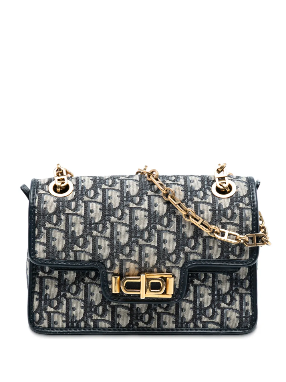 Christian Dior Pre-Owned 2018 Oblique Canvas CD Lock Chain Flap crossbody bag - Blu