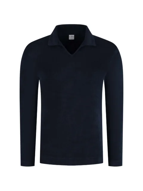 Fedeli V-neck long-sleeve polo-collar T-shirt