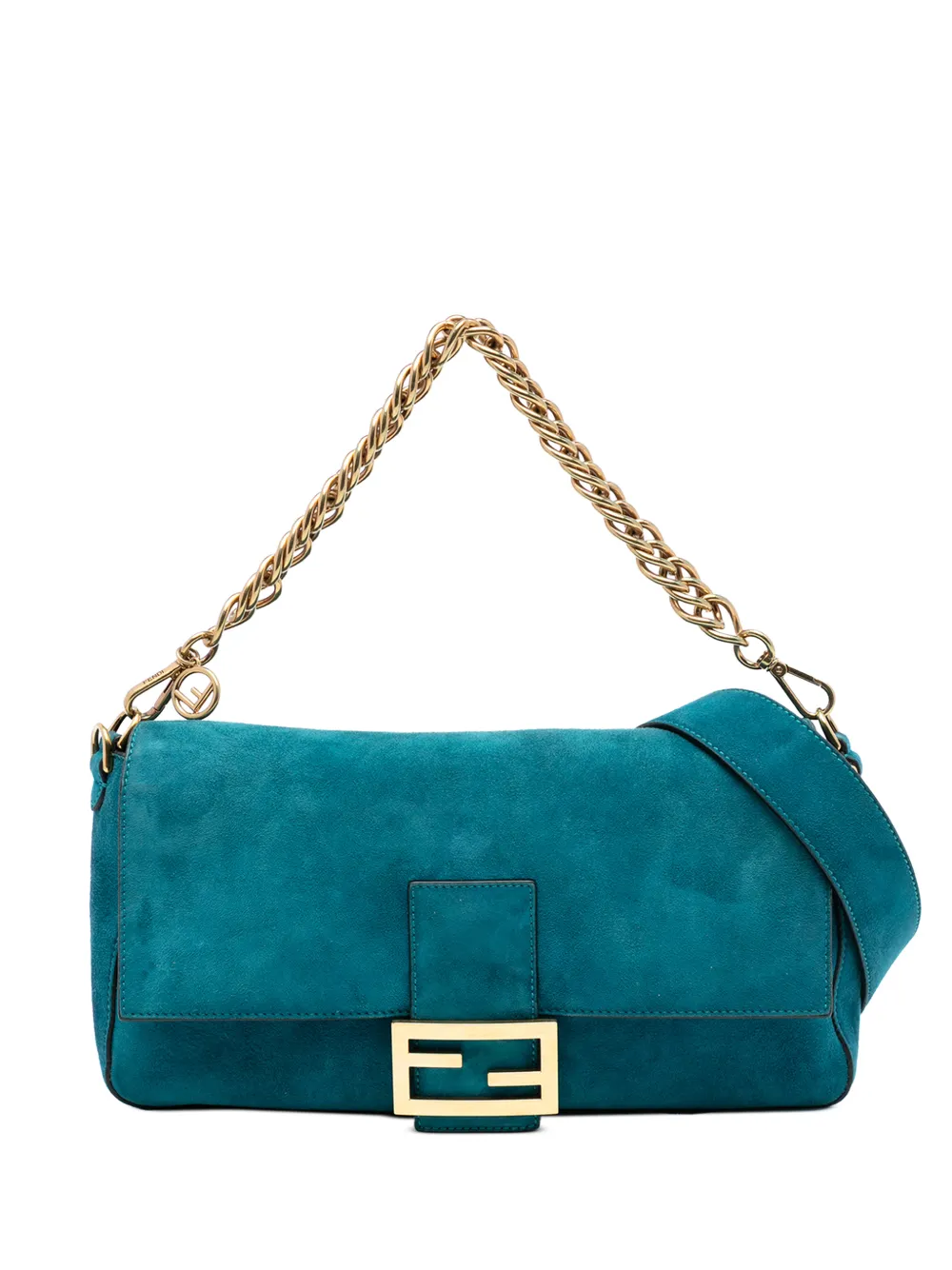 Fendi Pre-Owned 2010-2025 Large Suede Chamois Baguette satchel - Blu