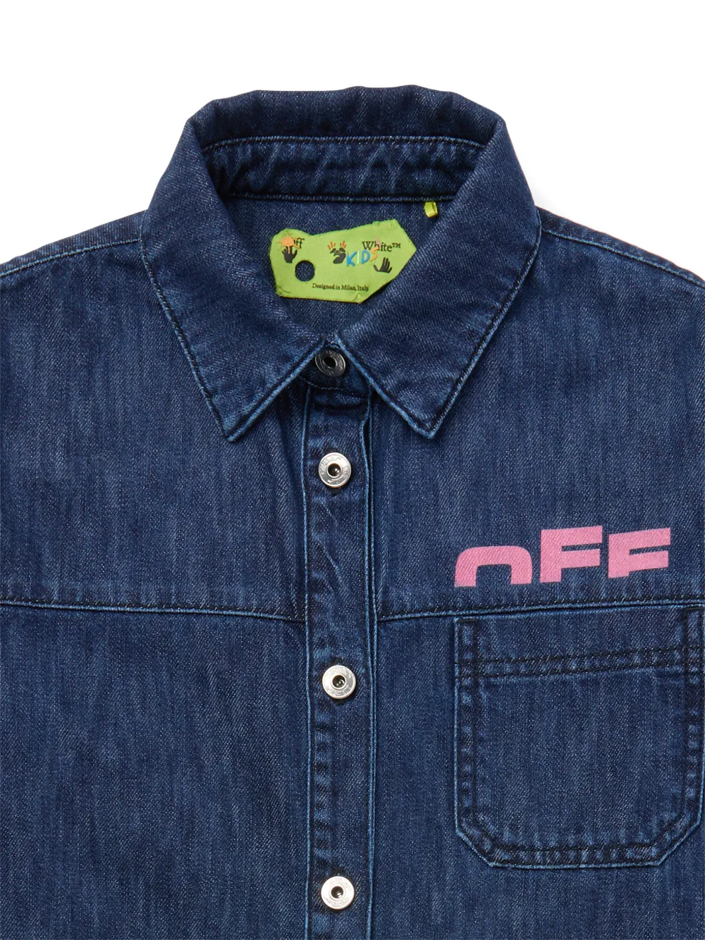 Off-White Kids Spijkerjurk met logo Blauw