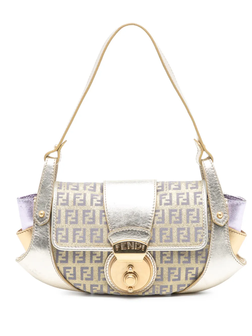 Fendi Pre-Owned 2000-2010 Zucchino Coated Canvas and Metallic Leather Compilation shoulder bag - Oro