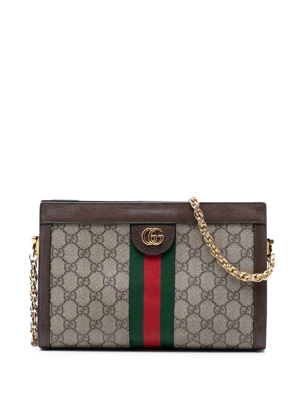 Gucci Pre-Owned 2016-2025 Small GG Supreme Web Ophidia Chain crossbody bag - Marrone