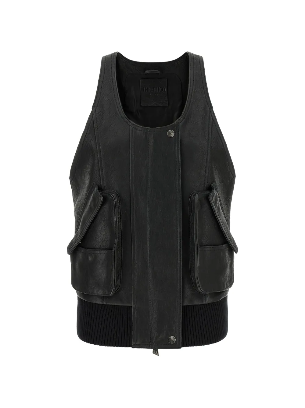 The Attico Hammered leather gilet - Black