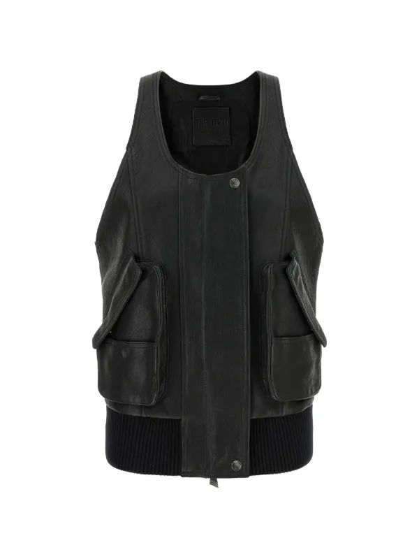 The Attico Hammered Leather Gilet in Black