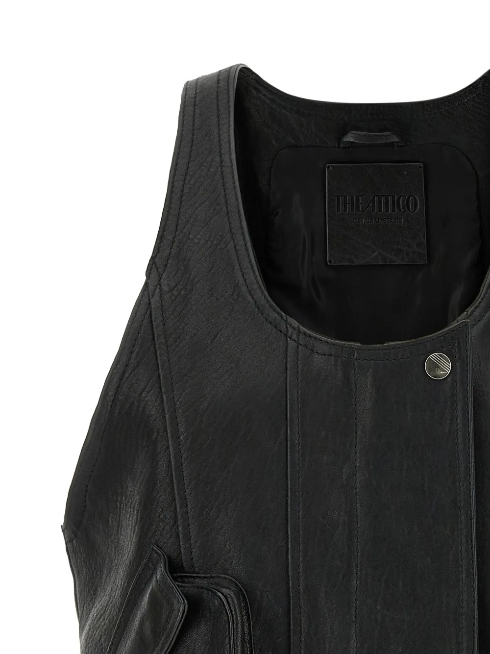 The Attico Hammered leren gilet Zwart