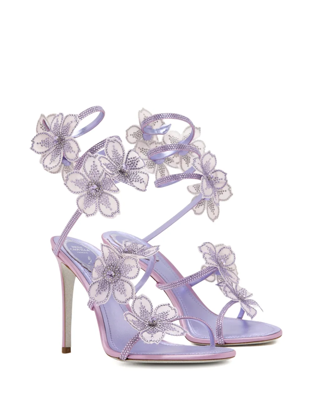 René Caovilla floral-embellished sandals Paars