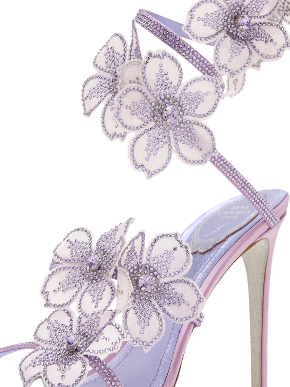 René Caovilla floral-embellished sandals Paars