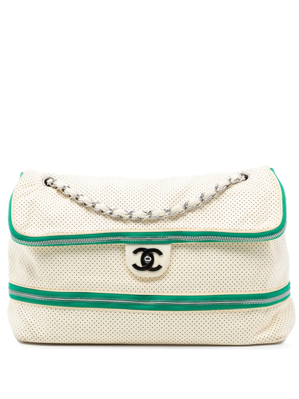 CHANEL Pre-Owned 2008-2009 Perforated Calfskin Expandable shoulder bag - Bianco