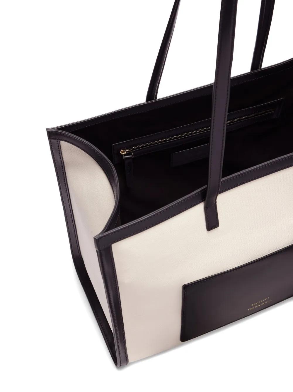 LouLou de Saison Schoudertas met leren afwerking en opgestikte zak Beige