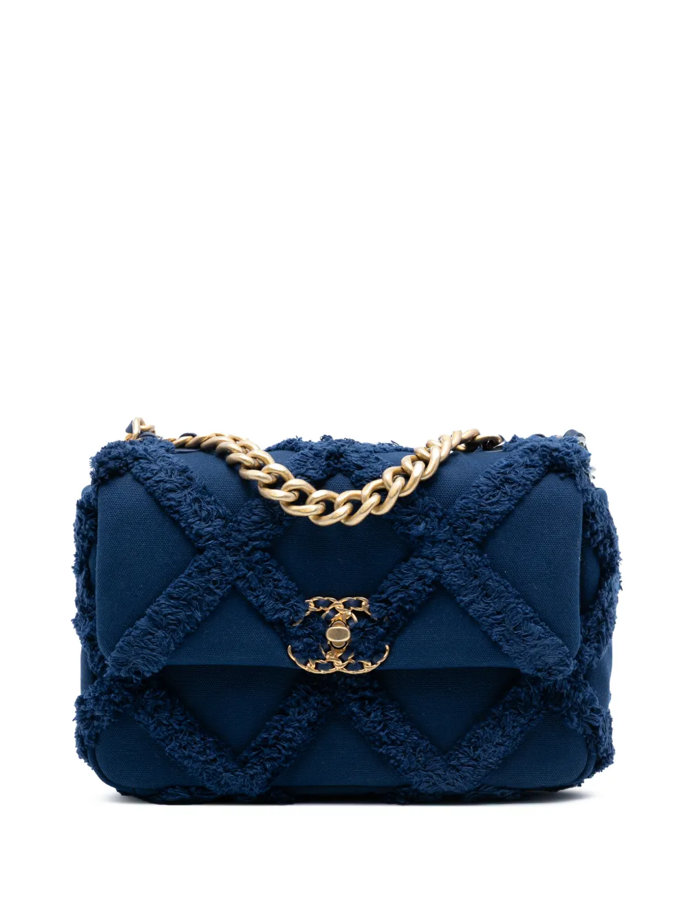 CHANEL Pre-Owned 2020 Medium Canvas and Cotton 19 Flap satchel - Blu