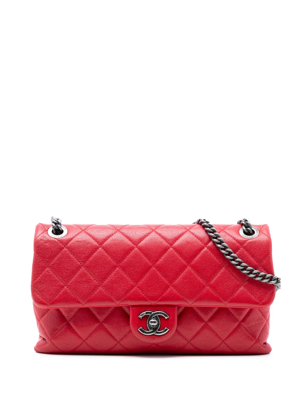 CHANEL Pre-Owned 2014-2015 Medium Quilted Shiny Lambskin Burgundy Rocks Flap shoulder bag - Rosso