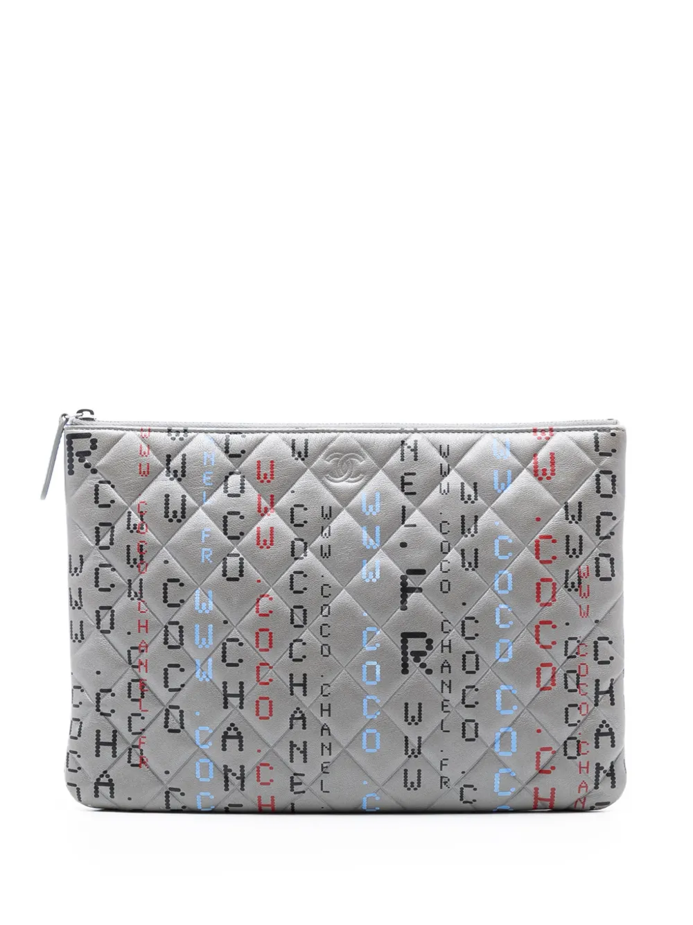 CHANEL Pre-Owned 2017-2018 Medium Quilted Lambskin Data Center O Case clutch bag - Grigio