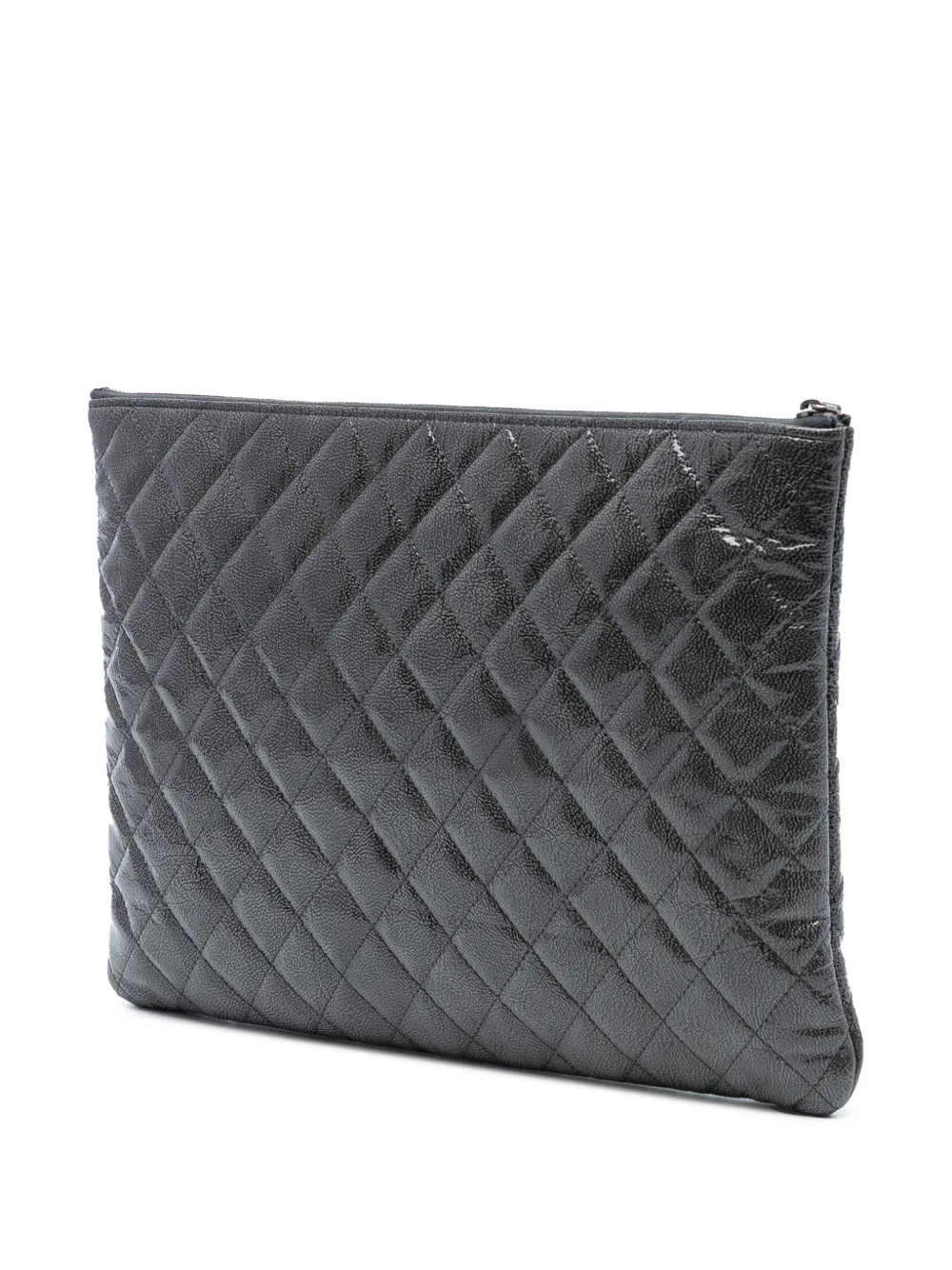 2014 Large Quilted Iridescent Patent O Case Clutch Bag