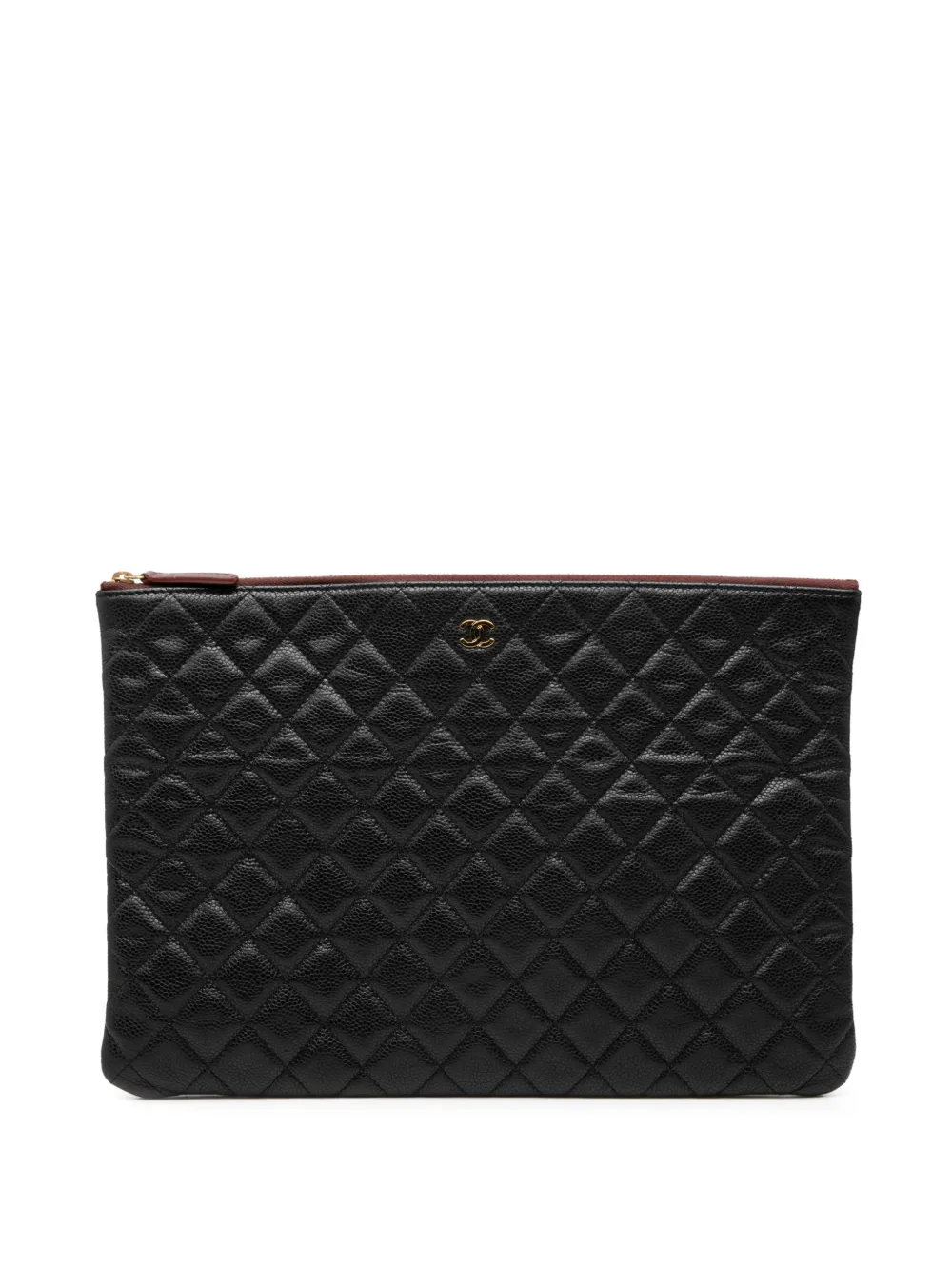 CHANEL Pre-Owned 2015-2016 Large Quilted Caviar O Case clutch bag - Nero