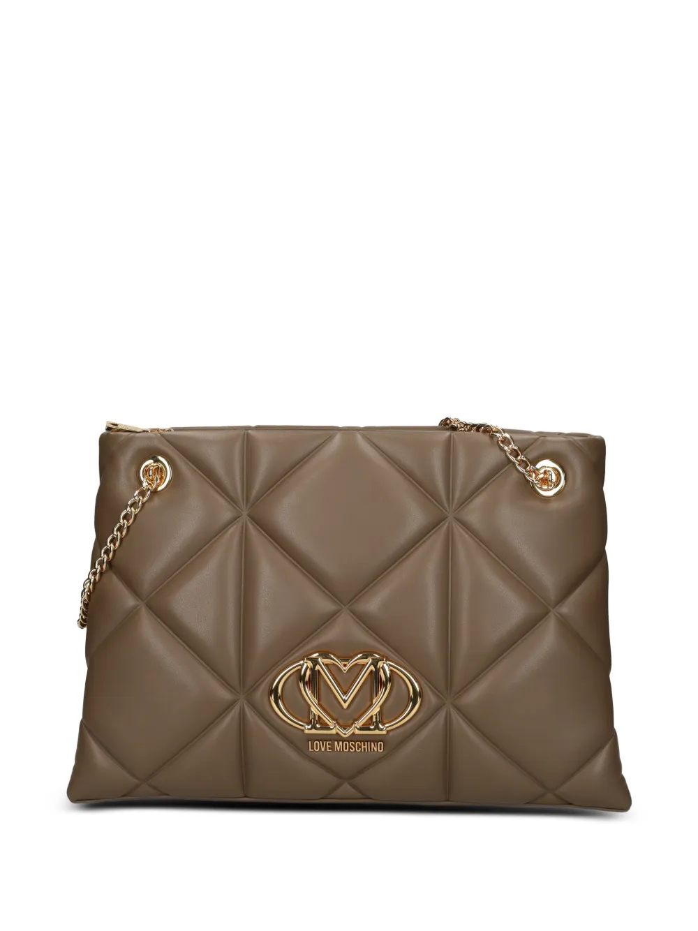 Love Moschino Shopper met logo applicatie Beige