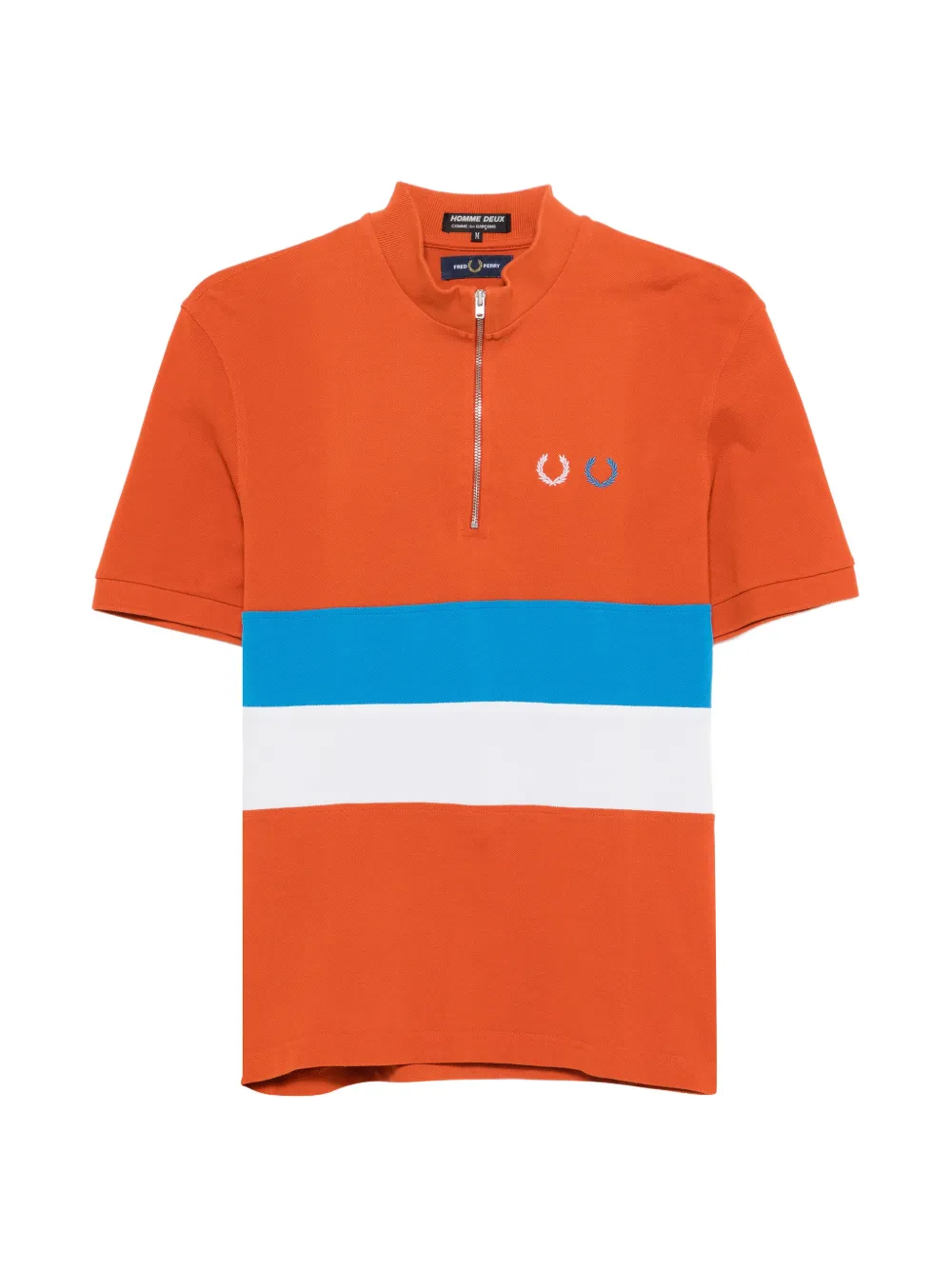 Comme Des Garçons Pre-Owned zip-up striped polo shirt - Arancione