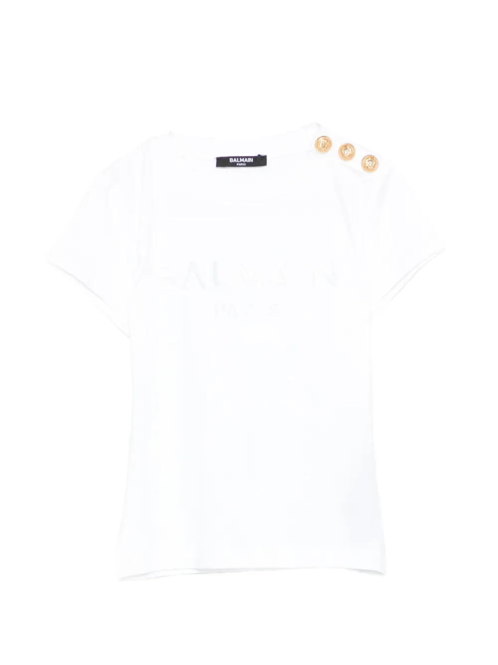Balmain Kids button-embellishment T-shirt - Bianco