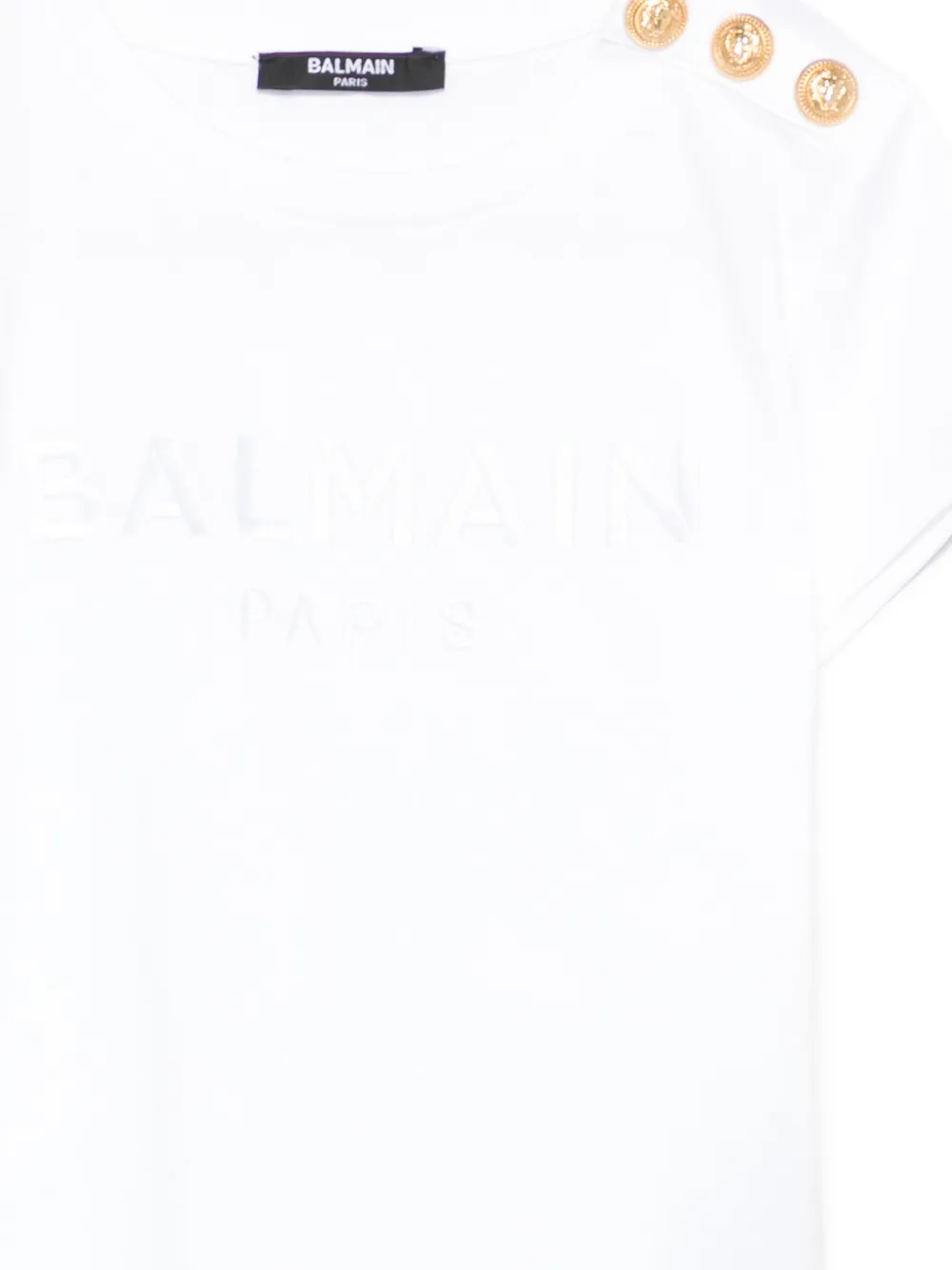 Balmain Kids T-shirt verfraaid met knopen Wit