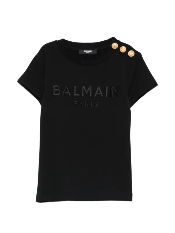 Balmain Kids ボタンディテール Tシャツ | ブラック | FARFETCH JP