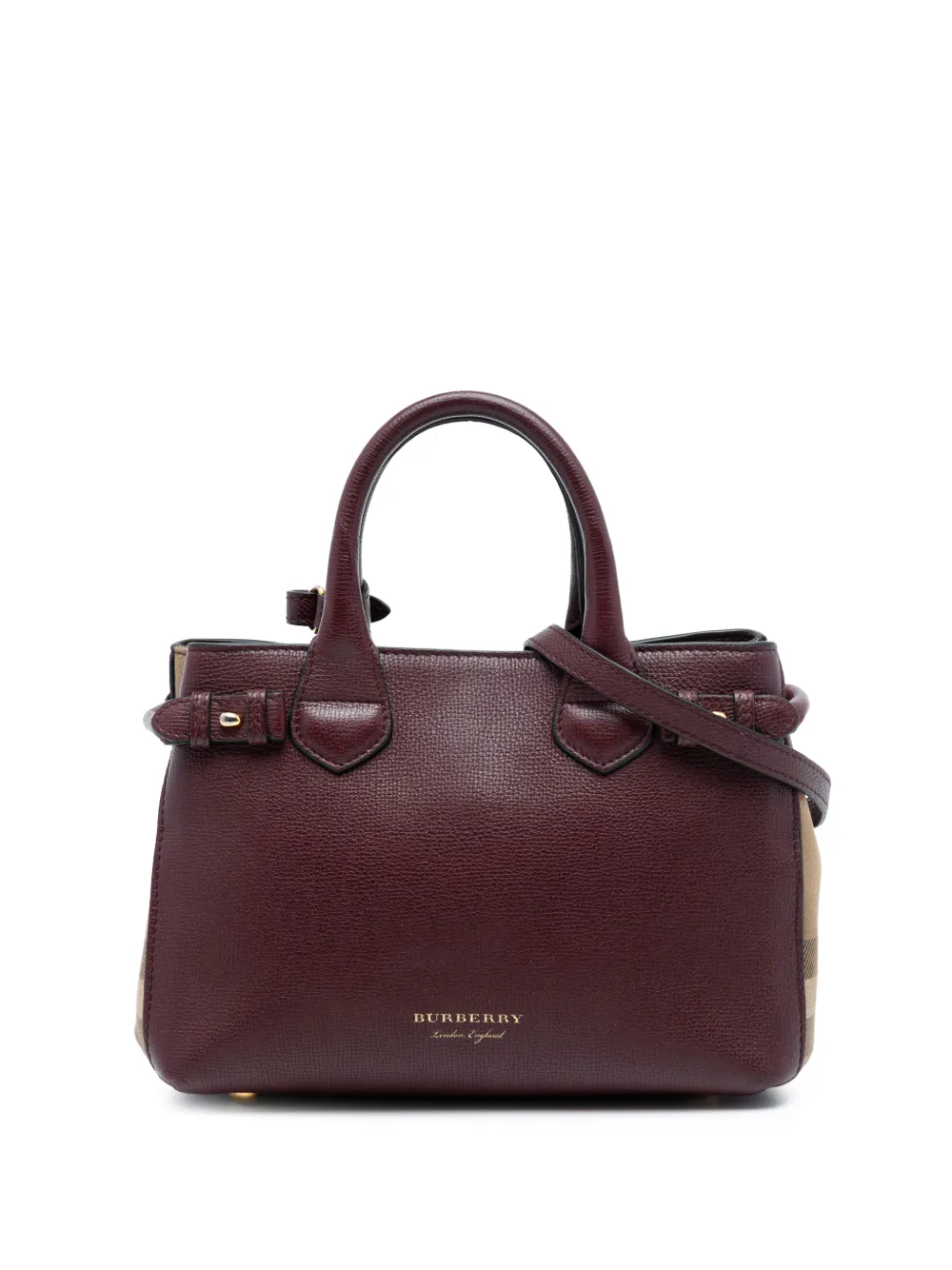 Burberry Pre-Owned 2000-2017 Small Grainy Calfskin and House Check Banner satchel - Rosso