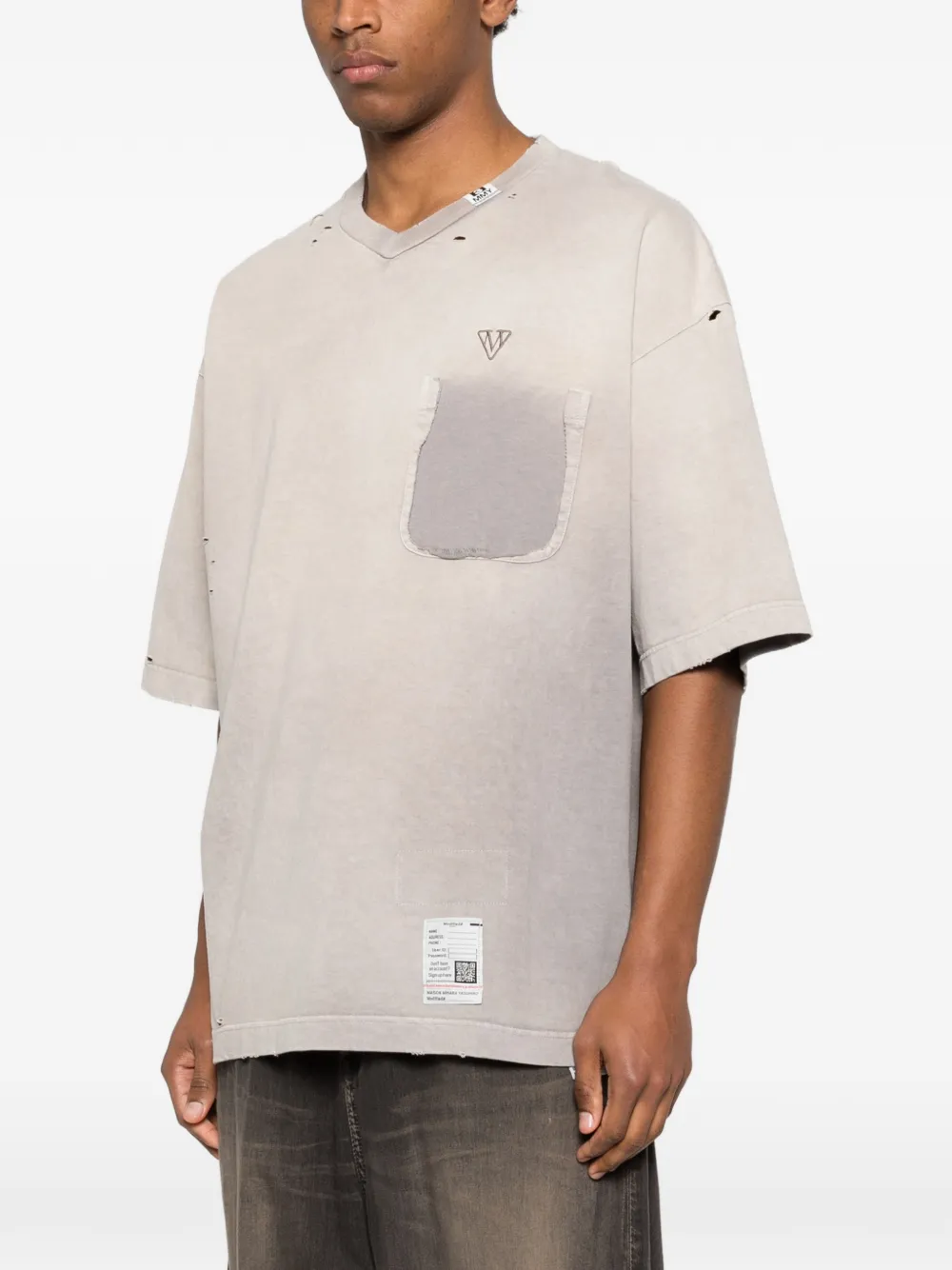 Maison MIHARA YASUHIRO T-shirt met V-hals Beige
