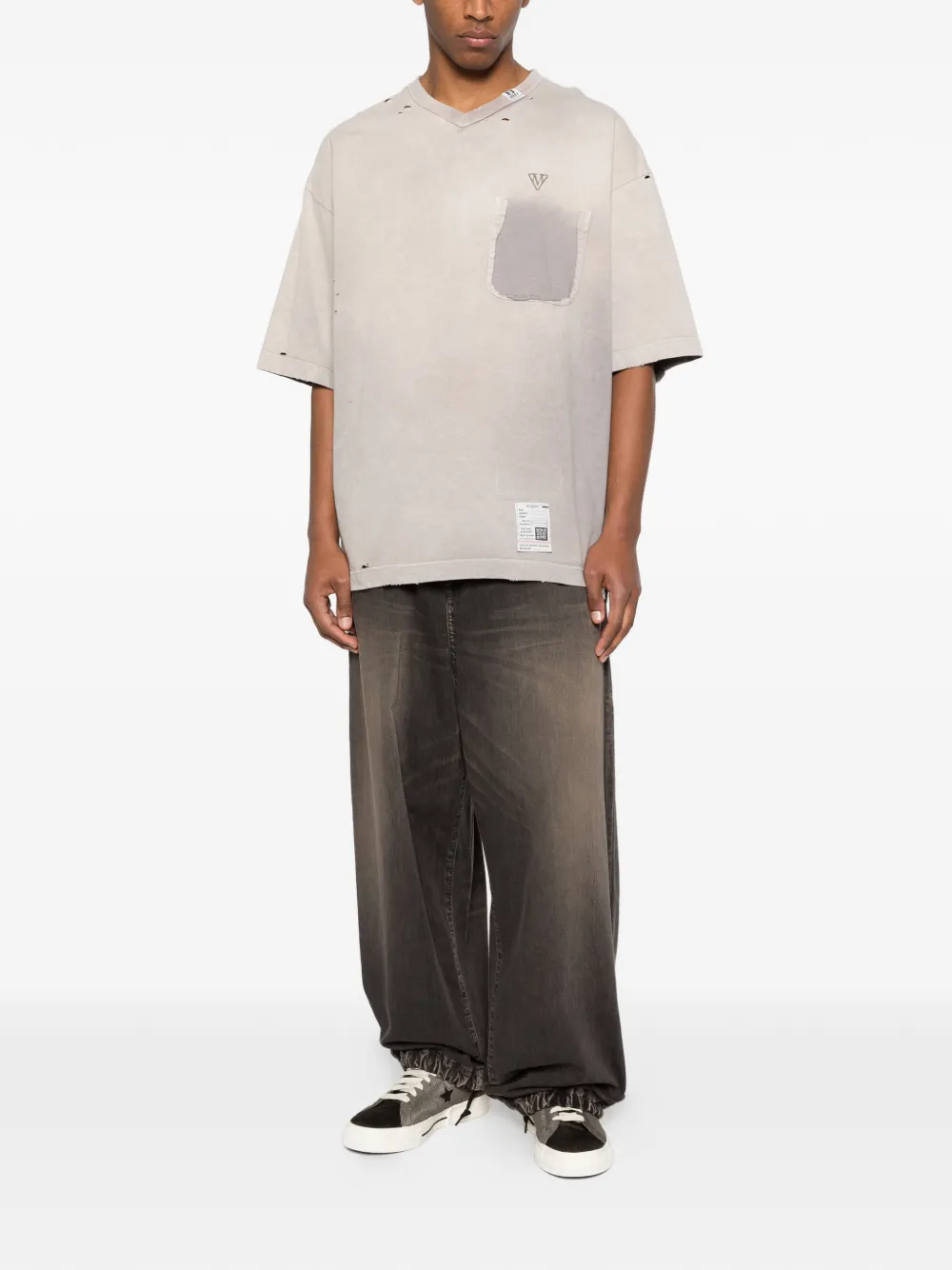 Maison MIHARA YASUHIRO T-shirt met V-hals Beige