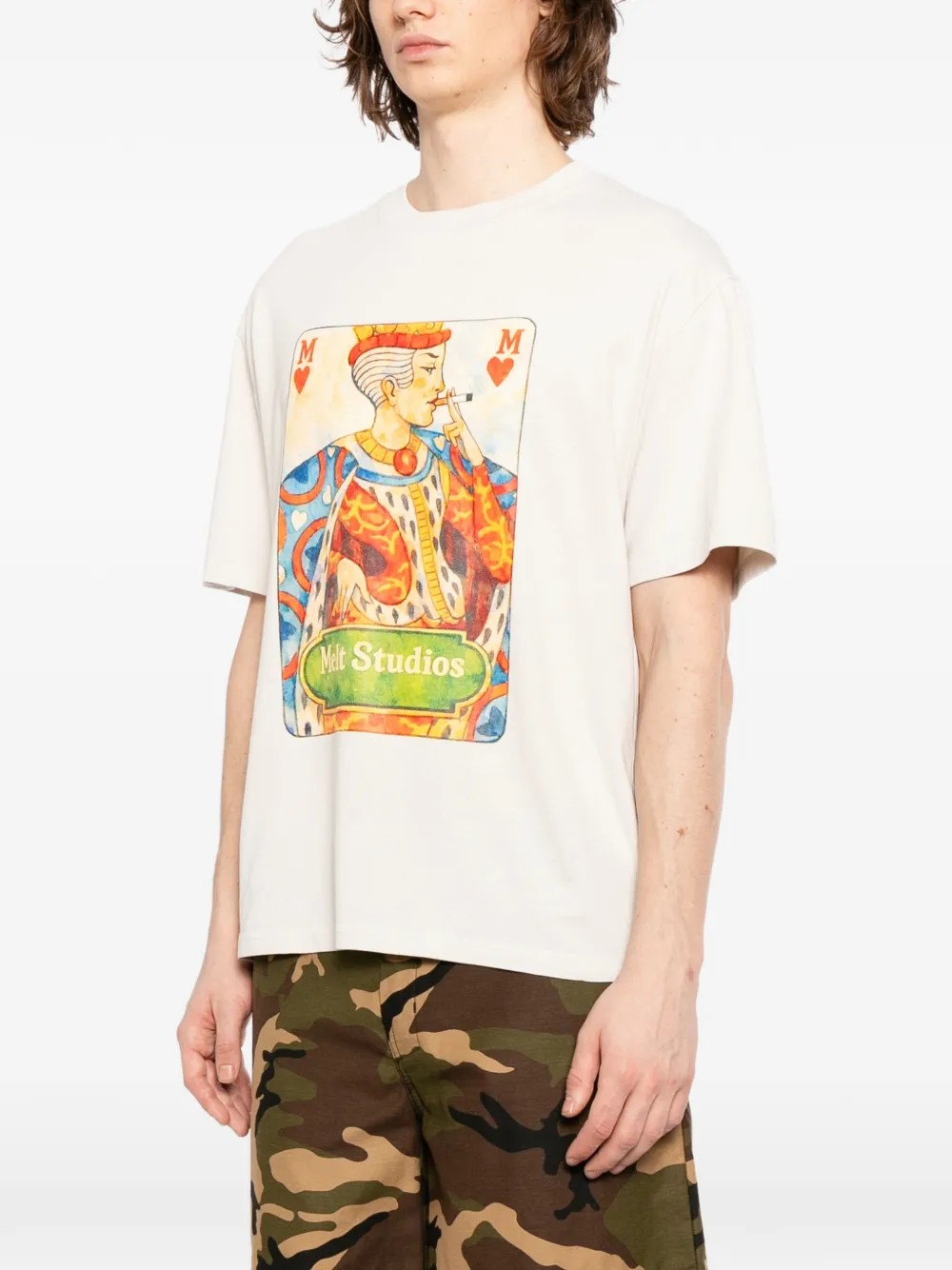 Melt T-shirt met print Beige