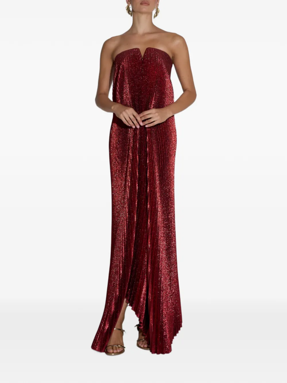 L'IDÉE Black Tie strapless pleated maxi dress - Rot