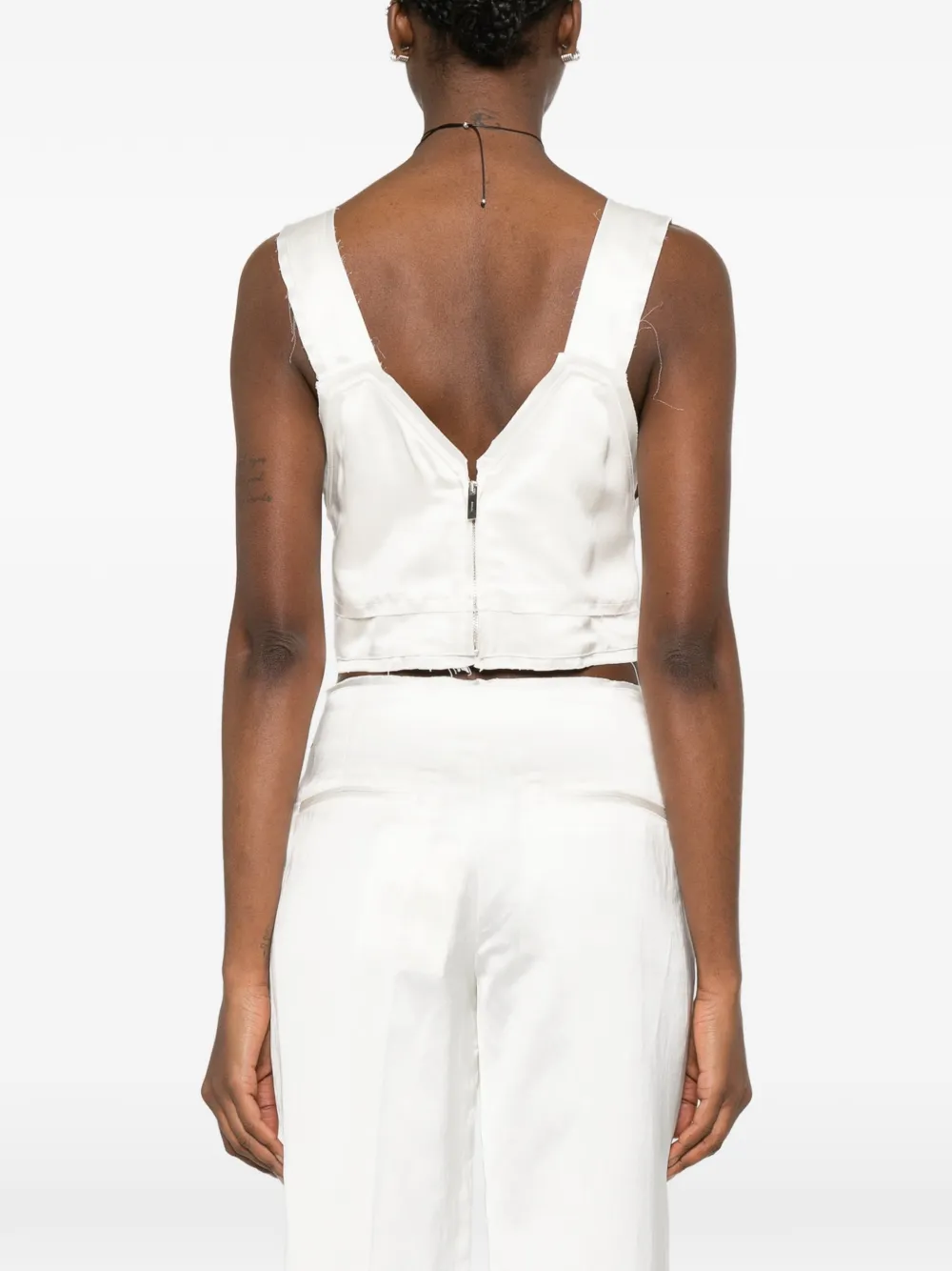 TOTEME Cropped satijnen hemd Wit