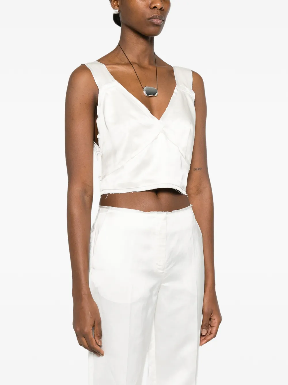TOTEME Cropped satijnen hemd Wit