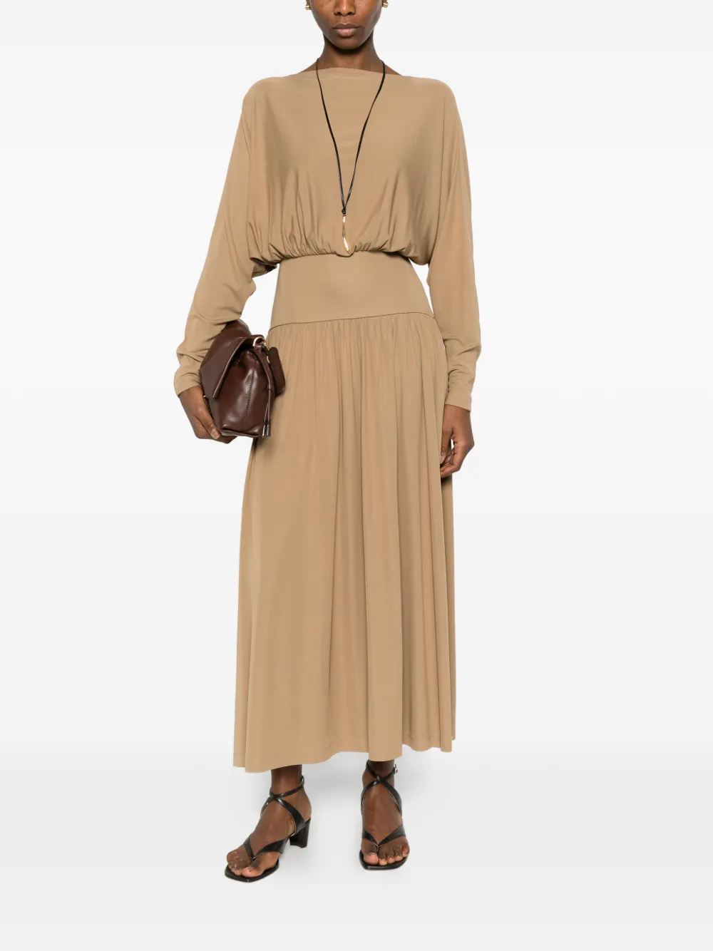 TOTEME Jersey jurk met boothals Beige
