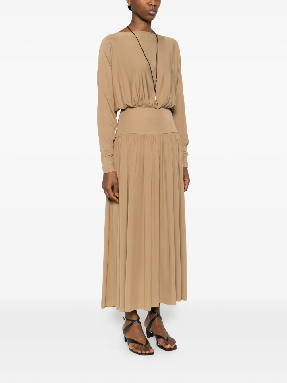 TOTEME Jersey jurk met boothals Beige