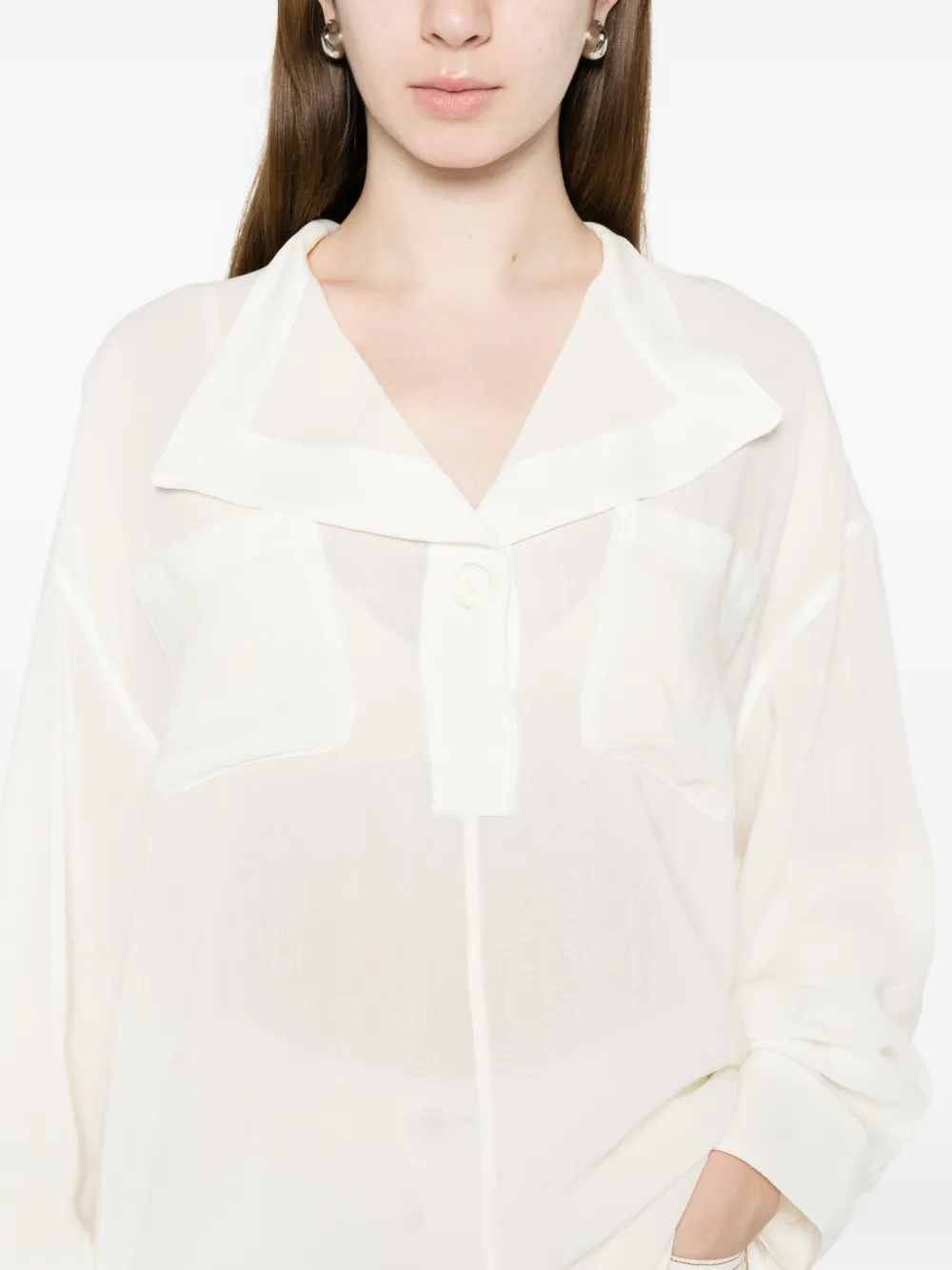 TOTEME Blouse met overlappende kraag Beige
