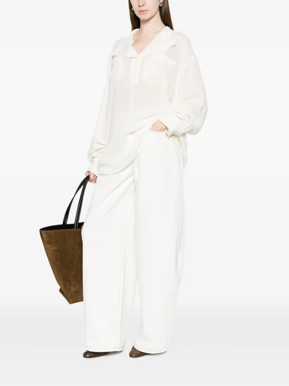  Toteme Overlapping-collar Blouse - Neutrals 