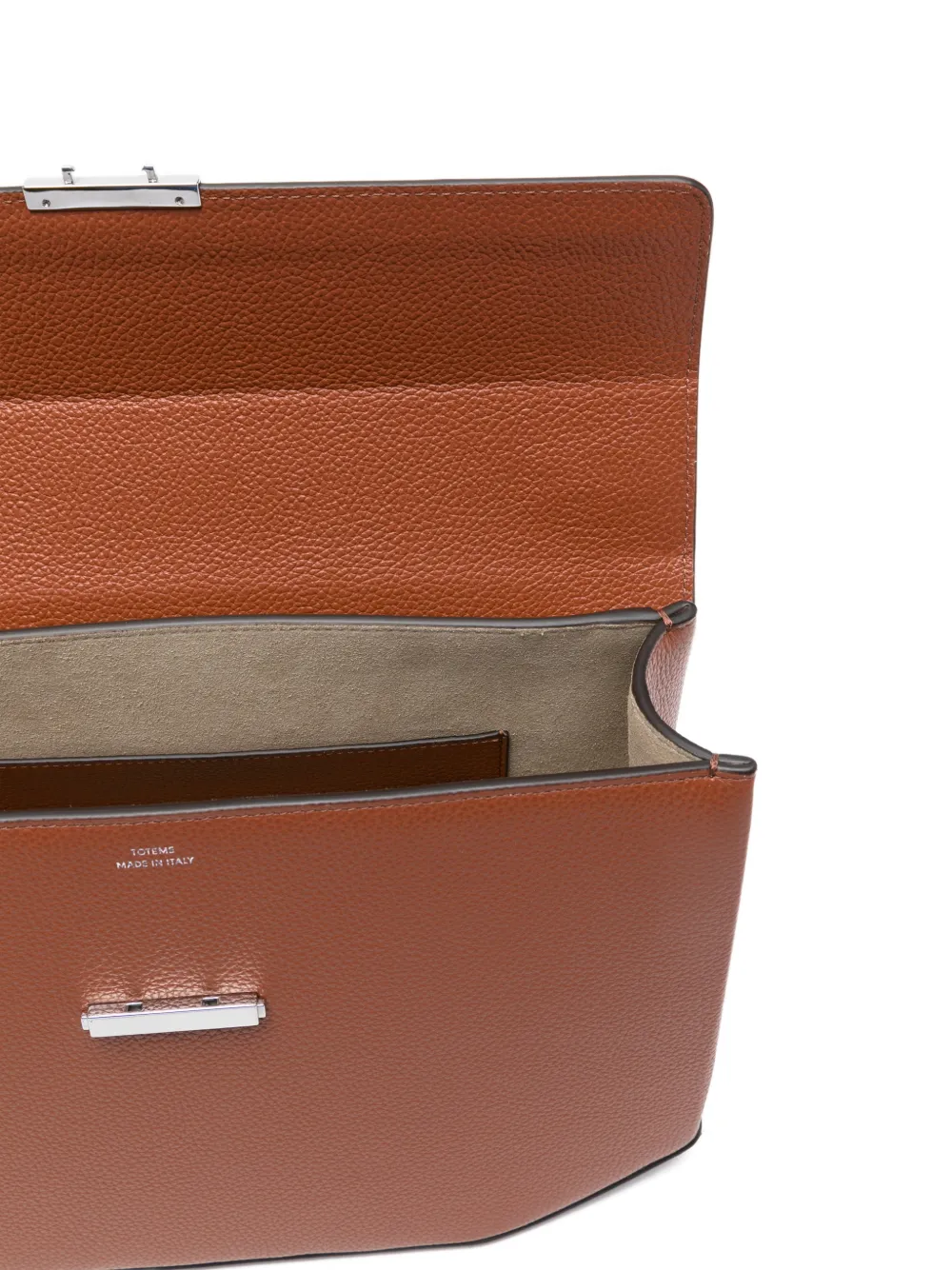 TOTEME Clip tas van bewerkt leer met handvat Bruin