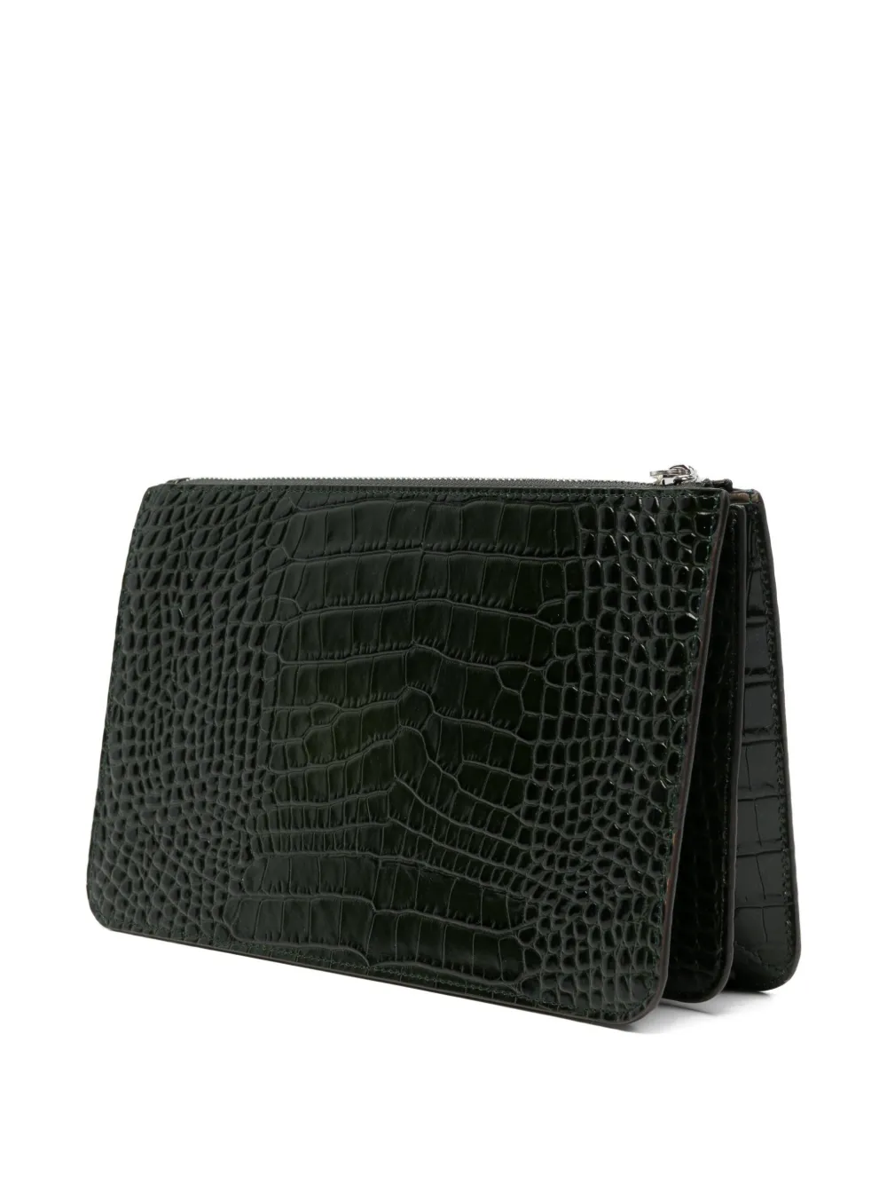 TOTEME Clutch met krokodillen-reliëf Groen