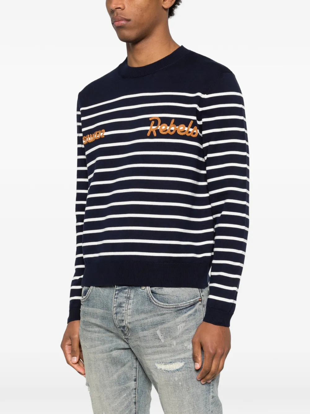  Dsquared2 Maglione Con Ricamo - Blu 