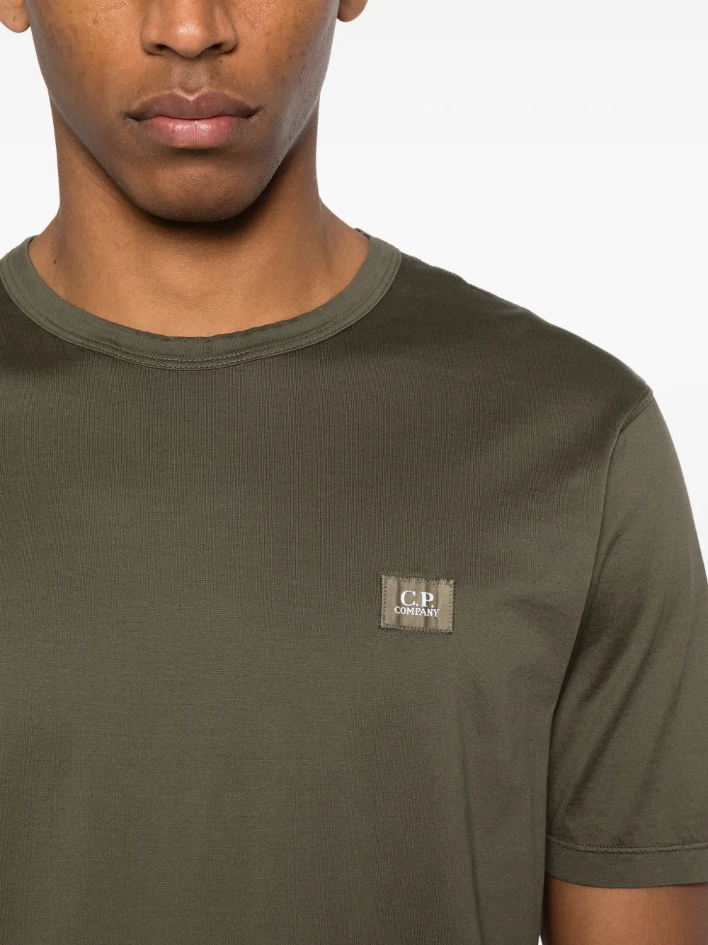 C.P. Company 70 2 Gasato gemerceriseerd jersey T-shirt met patch Groen
