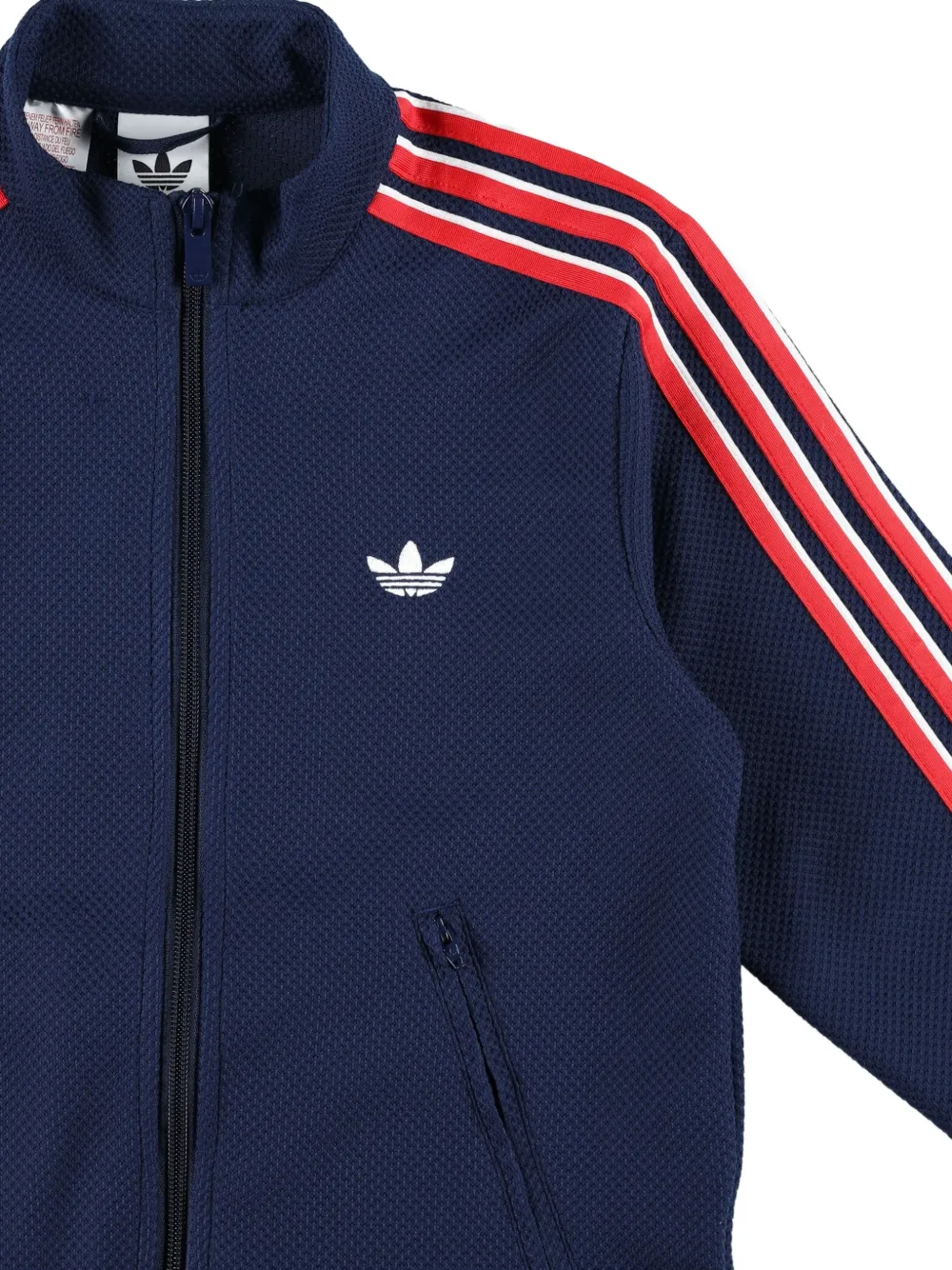  Adidas Kids Pull Zippé à Rayures - Bleu 