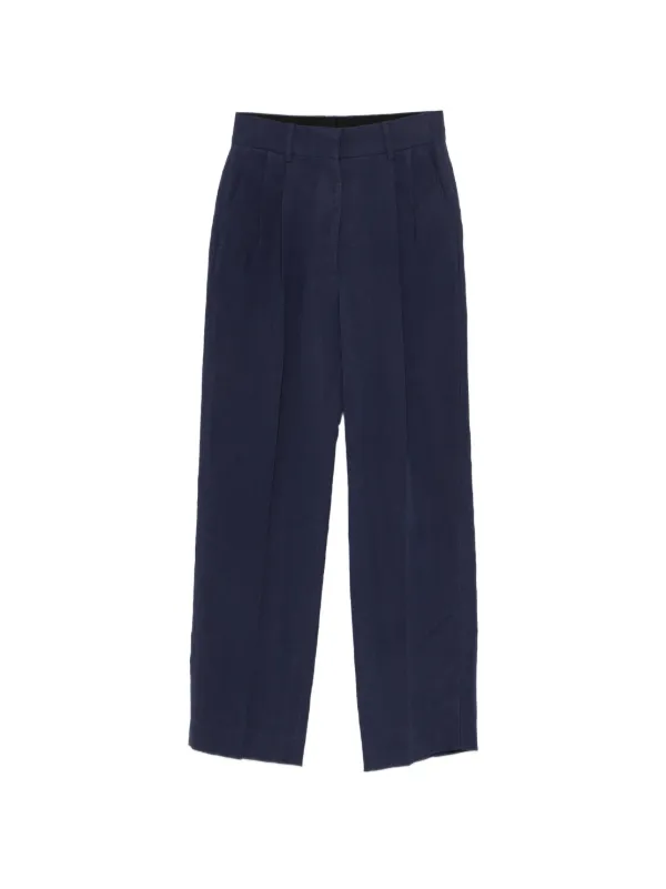 BLAZÉ Milano Savannah Pleated Straight-leg Trousers in Blue