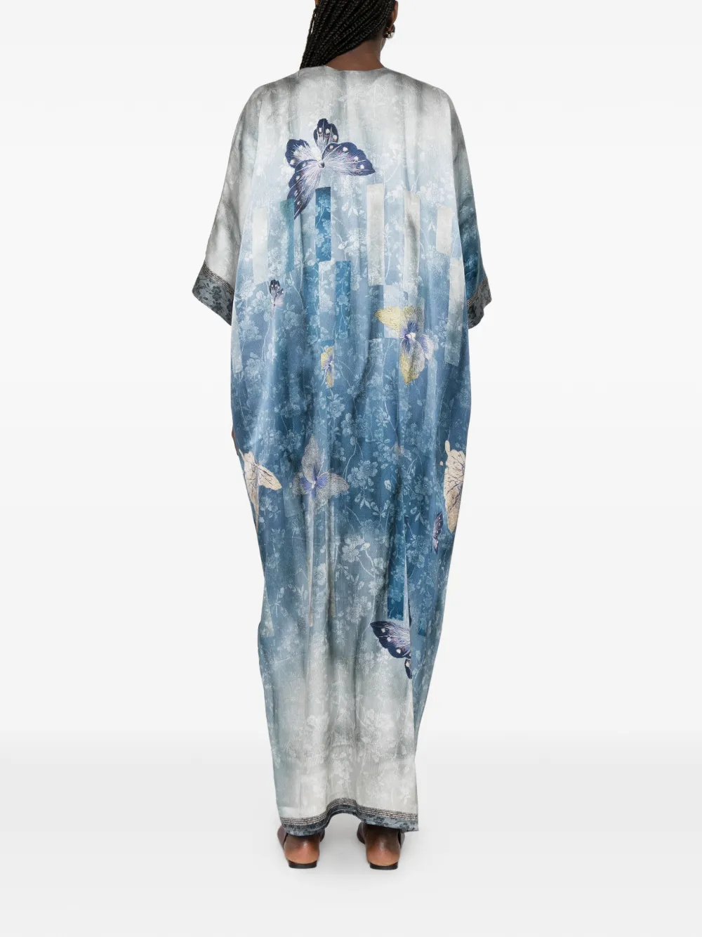 Pierre-Louis Mascia Jurk met V-hals en vlinderprint Blauw