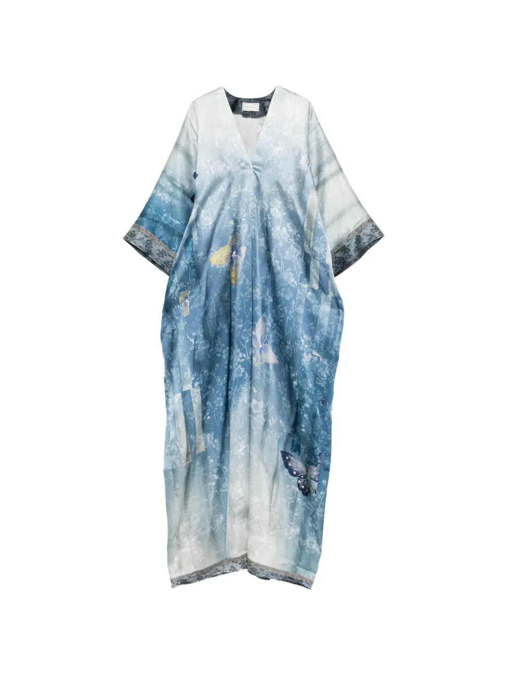 Pierre-Louis Mascia V-neck butterfly-print dress - Blu