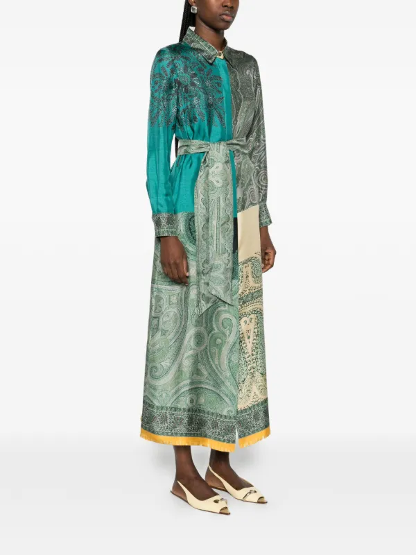 green paisley maxi dress Phthalo Green Silk Anarkali Gown – USA