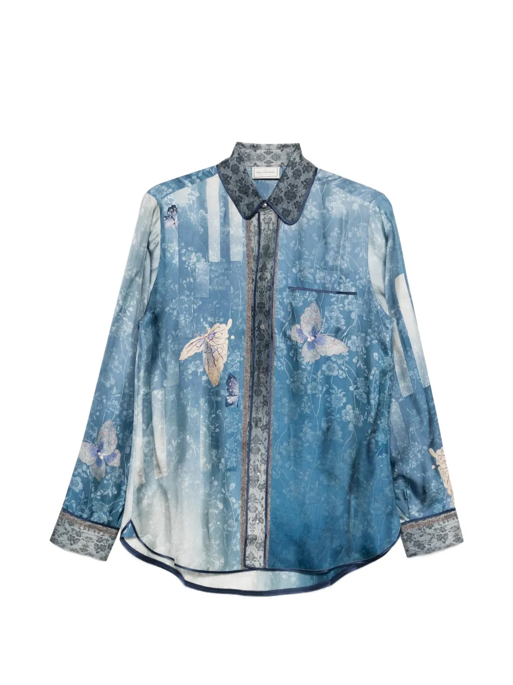 Pierre-Louis Mascia Aloe butterfly floral shirt - Blu