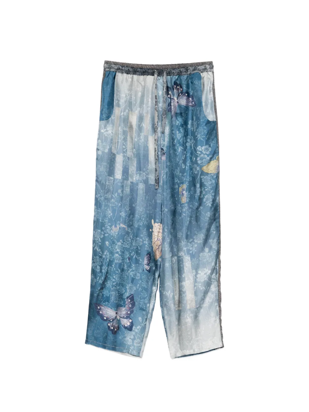Pierre-Louis Mascia butterfly-print cropped trousers - Blu