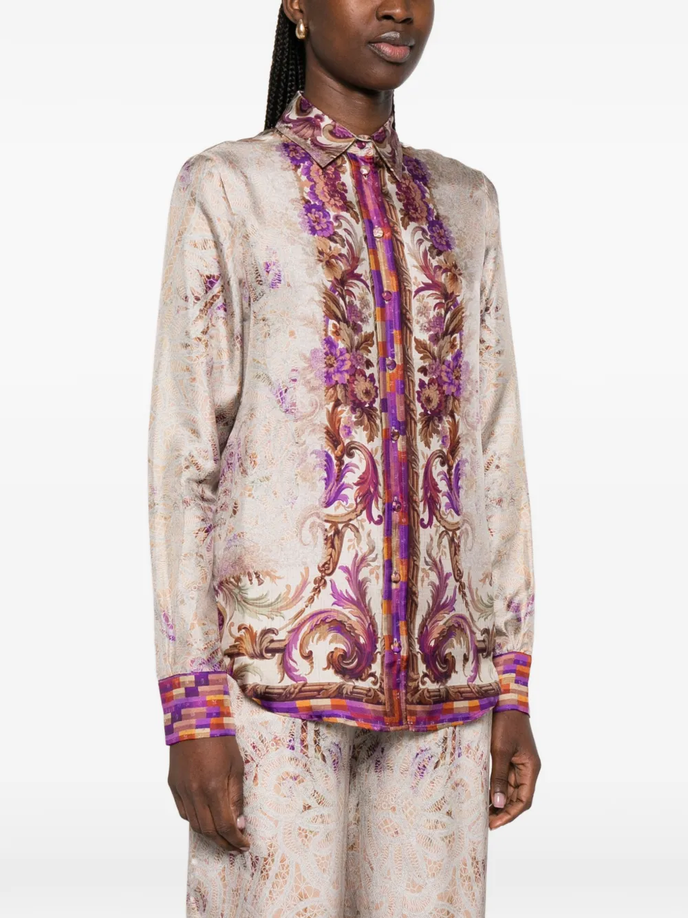  Pierre-louis Mascia Aloe Floral Print Shirt - Neutrals 