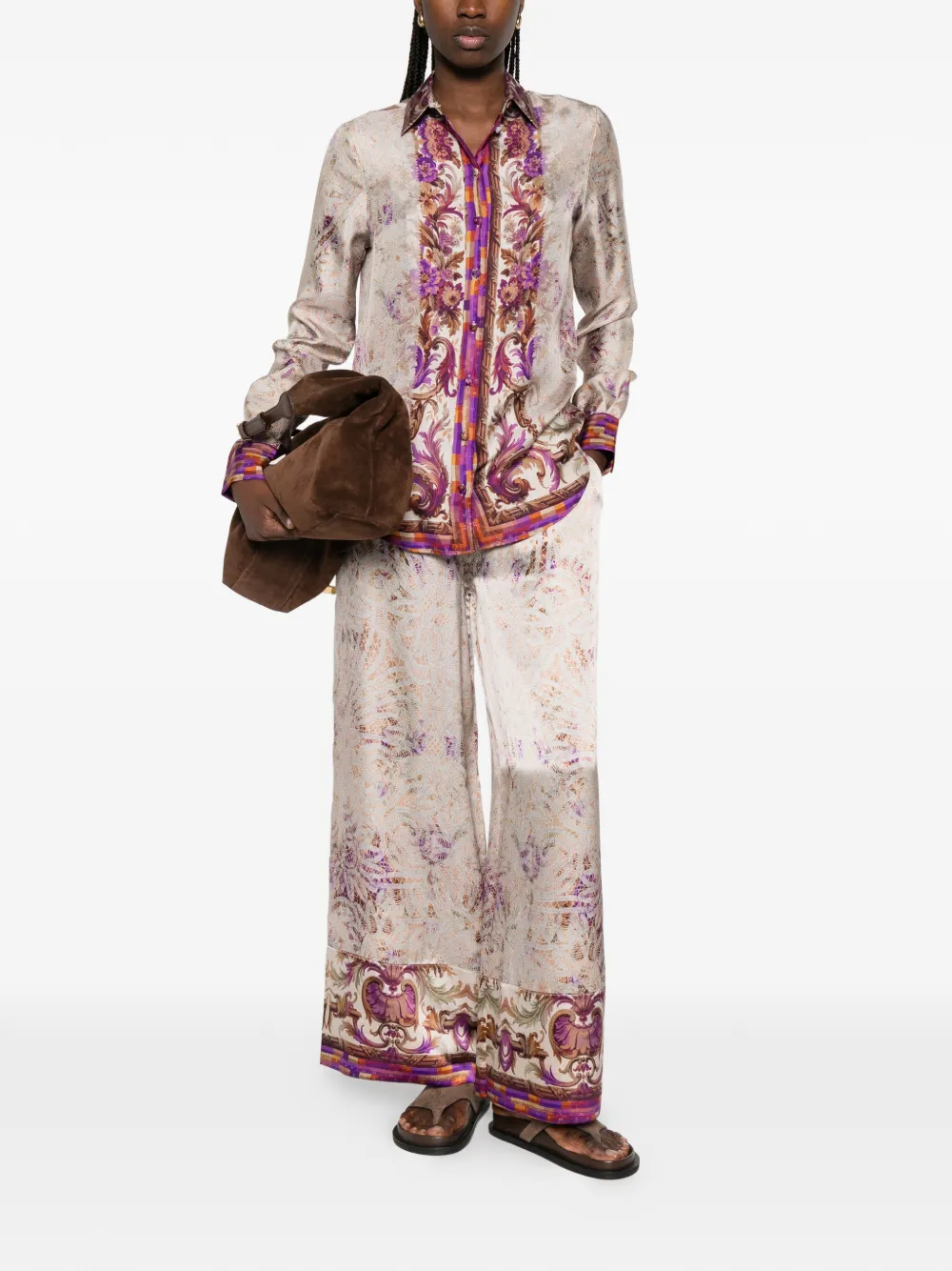  Pierre-louis Mascia Aloe Floral Print Shirt - Neutrals 